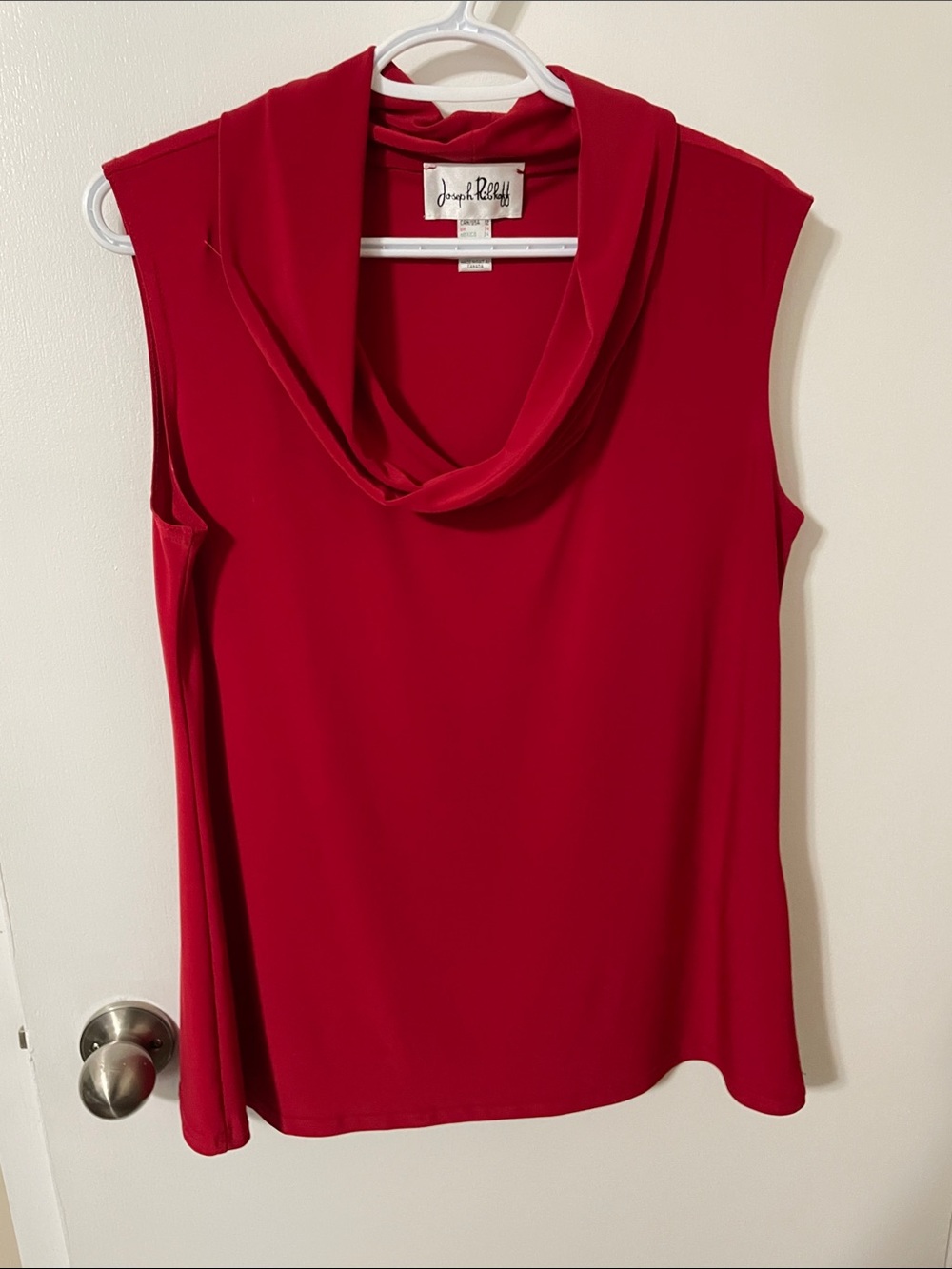 Joseph Ribkoff Red Sleeveless Draped Cowl Neck Top Size 12